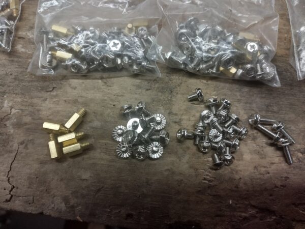 PC screws &brass mounts for mb, drives, cases. PC set in bag NZ Stock